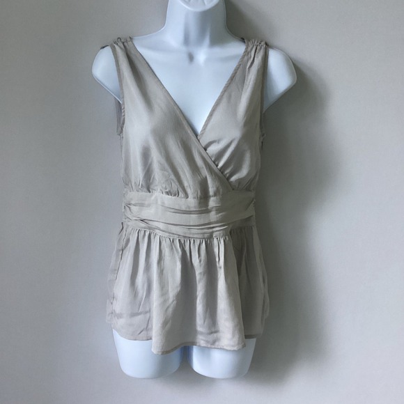 Banana Republic Tops - Banana Republic Cami Womens 4 Petite Gray Crepe Crossover Romance Feminine
